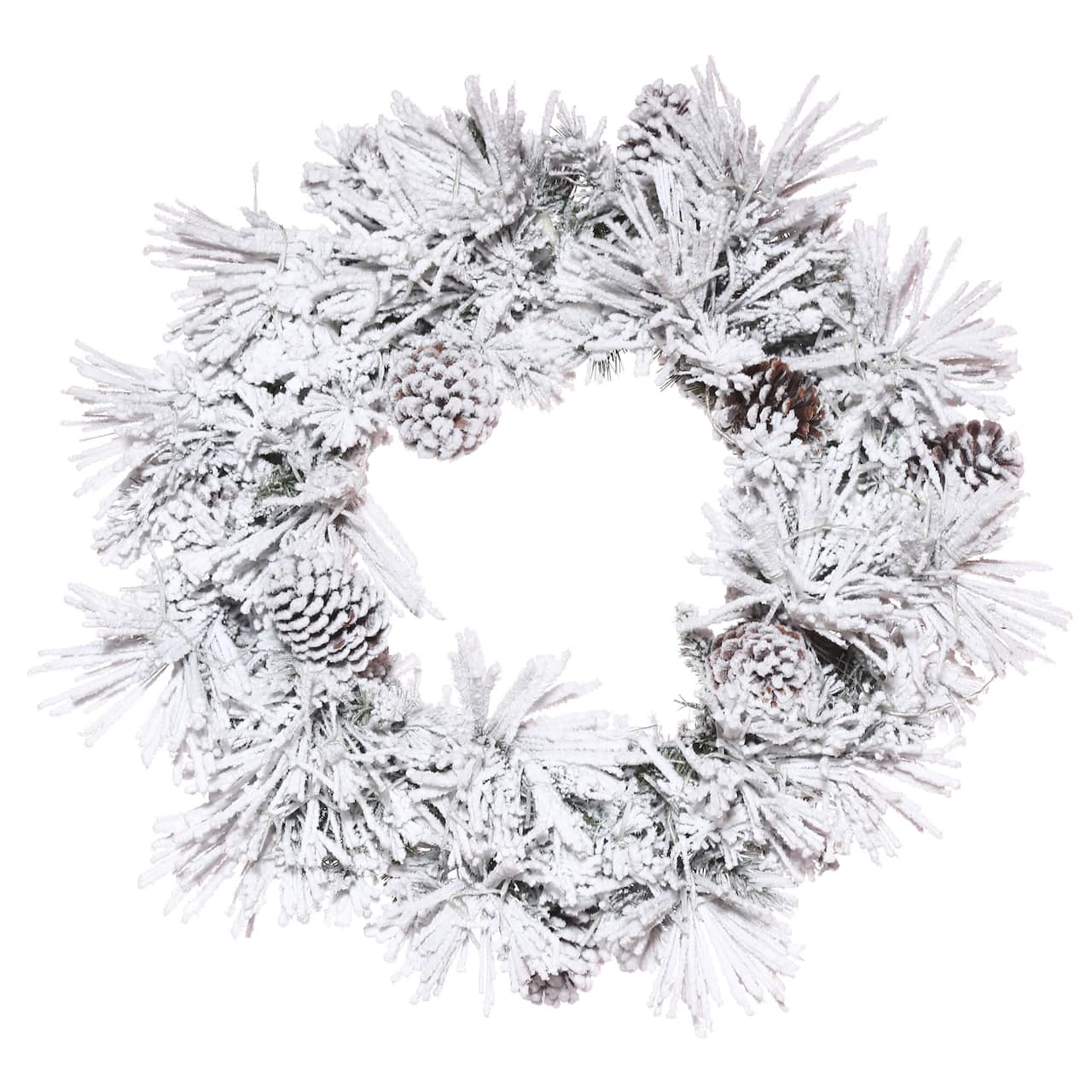 24" Flocked Atka Pine Artificial Christmas Wreath